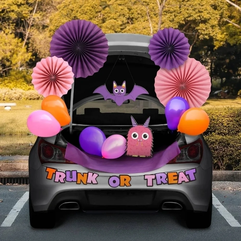 New Trunk or Treat Decorating Kit, Halloween decor Purple Pink Orange Monster